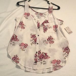 Button Down Tank Top   Pink Flowers
